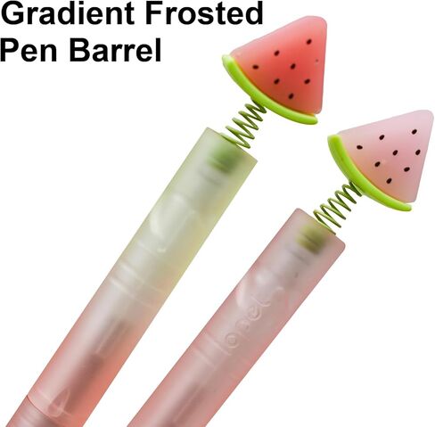 Maydahui 4 Pcs Cute Watermelon Pens Sunshine Color Changing Silicone Watermelon Style Smooth Writing Twistable Gel Pens Black Ink for Office in Kuwait