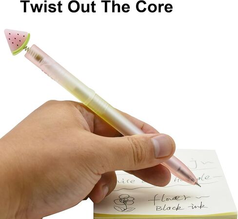 Maydahui 4 Pcs Cute Watermelon Pens Sunshine Color Changing Silicone Watermelon Style Smooth Writing Twistable Gel Pens Black Ink for Office in Kuwait