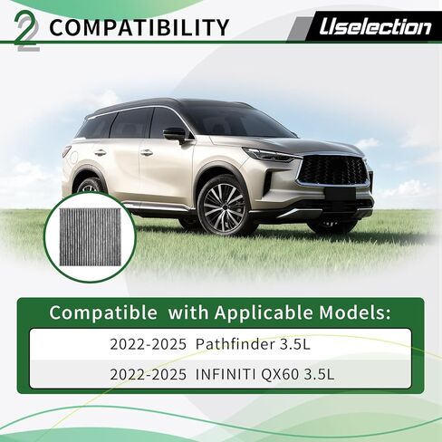 Cabin Air Filter with Activated for Nissan Rogue (2021-2025), Sentra (2020-2025), Altima (2019-2025), Pathfinder QX60 (2022-2025), INFINITI QX50 (2019-2025), Replaces 27277-5NA1A,27277-6CA0A in Kuwait