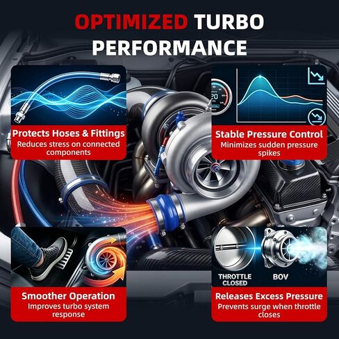 Blow Off Valve Compatible with SQV4-Style Adapter, Aluminum Construction, Black, Universal Turbocharger BOV Adapter, Black in Saudi Arabia