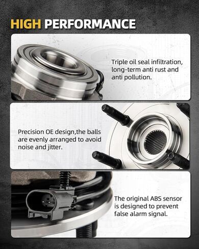 Pair 515151 Front Wheel Bearing and Hub Assembly Fit for Ram 1500 2012-2018, for Ram 1500 Classic 2019-2021, 5Lugs, with ABS, 2pcs in Kuwait
