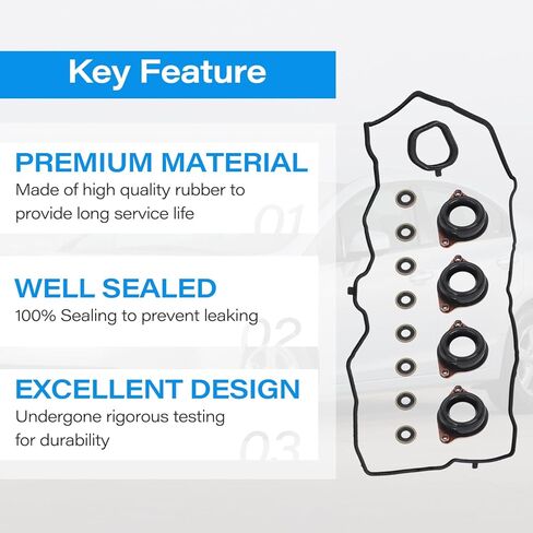 Engine Valve Cover Gasket Set, Compatible with Honda Accord 2013-2017 CR-V 2016-2018 2.4 L for Acura ILX 2016-2020, Replace VS50887 VS50916, 12030-5A2-A01 in Kuwait