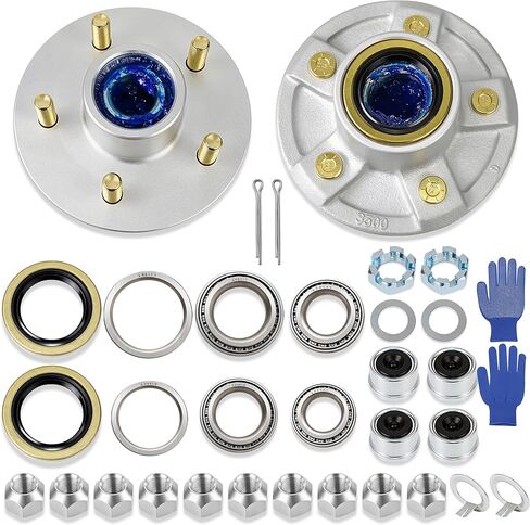 3500lb Trailer Axle Bearing Boat Trailer Hubs 5 Lug 5 * 4.5" fit 1-1/16" to 1-3/8" [Tapered Spindle] Only L68149 (I.D: 1-3/8") to L44649 (I.D: 1-1/16") Sliver Trailer Hub Assembly Set of 2 in Saudi Arabia