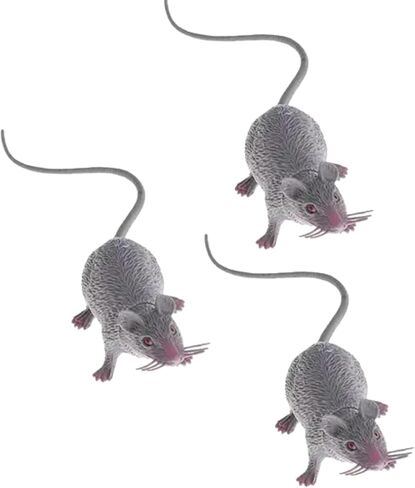3Pcs Grey Plastic Halloween Rat, Realistic Fake Mouse for Party Decorations, Creepy Prank Props, Spooky April Fool's Day Trick, Lifelike Mice Figures for Party and Haunted House Decor, Decorations in Kuwait