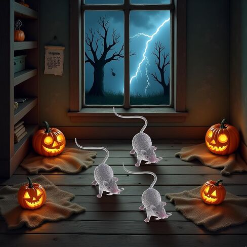 3Pcs Grey Plastic Halloween Rat, Realistic Fake Mouse for Party Decorations, Creepy Prank Props, Spooky April Fool's Day Trick, Lifelike Mice Figures for Party and Haunted House Decor, Decorations in Kuwait