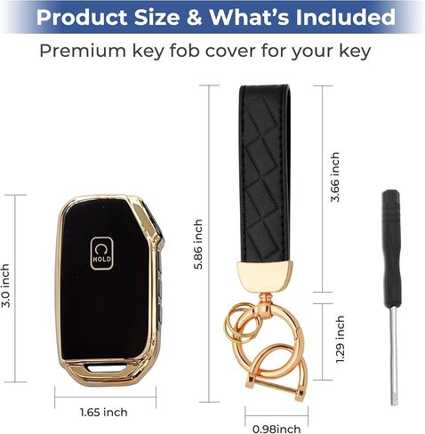 GripKeyShell™ لغطاء Kia Key Fob مع سلسلة مفاتيح جلدية، واقي مفتاح TPU ناعم متوافق مع مفتاح التحكم عن بعد 2018-2025 Kia Telluride Sorento Sportage Soul Seltos Forte Cerato Ceed NIRO K5 EV6 in Kuwait