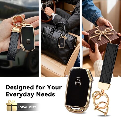 GripKeyShell™ لغطاء Kia Key Fob مع سلسلة مفاتيح جلدية، واقي مفتاح TPU ناعم متوافق مع مفتاح التحكم عن بعد 2018-2025 Kia Telluride Sorento Sportage Soul Seltos Forte Cerato Ceed NIRO K5 EV6 in Kuwait