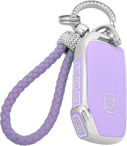 GripKeyShell™ لغطاء Kia Key Fob مع سلسلة مفاتيح جلدية، واقي مفتاح TPU ناعم متوافق مع مفتاح التحكم عن بعد 2018-2025 Kia Telluride Sorento Sportage Soul Seltos Forte Cerato Ceed NIRO K5 EV6 in Kuwait