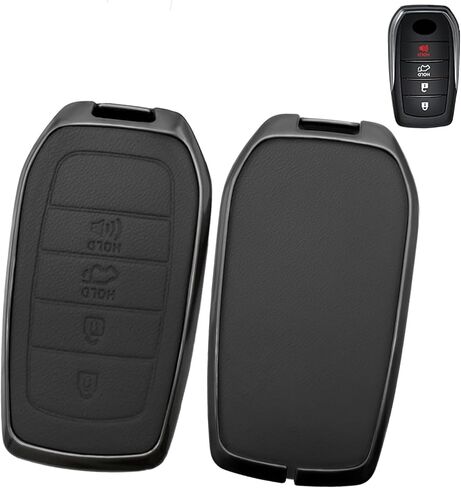 for Toyota Key Fob Coverwith Leather zinc Alloy Keychains,for 2022-2024 2025 Toyota Tundra, for 2023-2025 Sequoia,for Camry 2025, for 2024 Grand Highlander,for 2024 Tacoma(Wrist Lanyard-Black) in Saudi Arabia