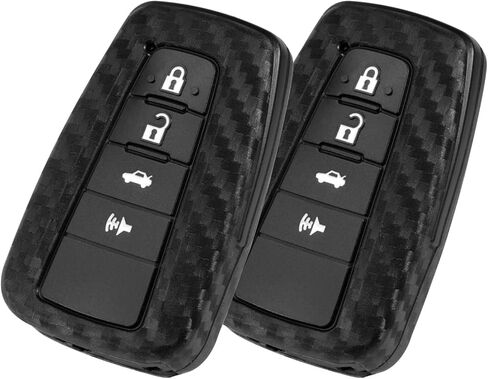 Key Fob Case Carbon Fiber Pattern Silicone Cover Compatible with Toyota 4RUNNER 86 Avalon C-HR Camry Prius Compatible with RAV4 Corolla Highlander 2 3 4 Button in Kuwait