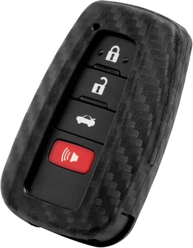 Key Fob Case Carbon Fiber Pattern Silicone Cover Compatible with Toyota 4RUNNER 86 Avalon C-HR Camry Prius Compatible with RAV4 Corolla Highlander 2 3 4 Button in Kuwait