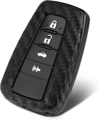 Key Fob Case Carbon Fiber Pattern Silicone Cover Compatible with Toyota 4RUNNER 86 Avalon C-HR Camry Prius Compatible with RAV4 Corolla Highlander 2 3 4 Button in Kuwait