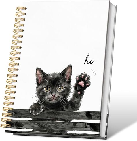Funny Black Cat Office Notebook for Note Taking, Work Journal for Women Men, Cat Lover Gifts for Women Men, Cute Notebooks for School Supplies, 5.5x8.3 Inch in Kuwait