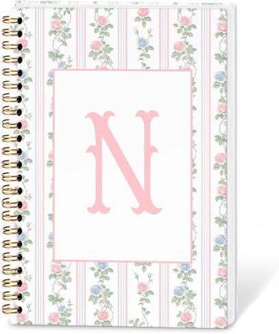 Coquette Initial Letter R Spiral Notebook Journal, Grandmillennial Rose Notebooks for Work, Preppy Floral Journaling Notebooks, Personalized Monogrammed Gifts for Women Girls, 5.5x8.3 Inch in Kuwait