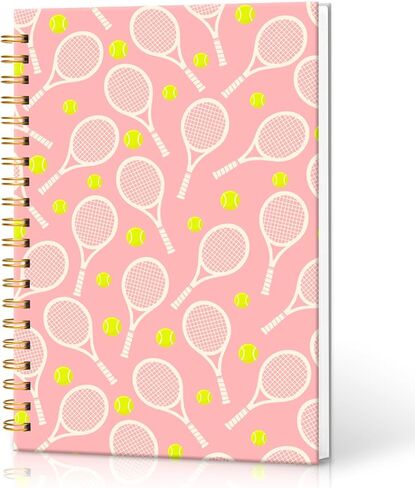 Trendy Tennis Notebook, Preppy Sports Gift, Tennis Racket Print, Cute College Ruled Writing Journal for Home School College, Office and School Supplies, Hardcover Notebook Journal 5.5x8.3 in Kuwait