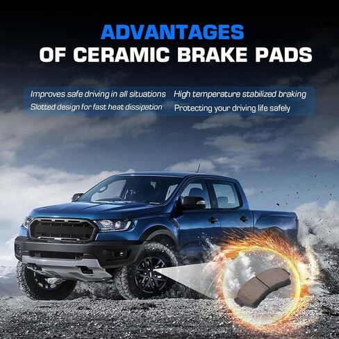 ILONPA Front Rear Ceramic Disc Brake Pads Set for Ford Fusion 2006-2012, for Lincoln MKZ 2007-2012, Zephyr 2006, for Mazda 6 2006-2013, for Mercury Milan 2006-2011 8PCS(With Hardware) in Kuwait