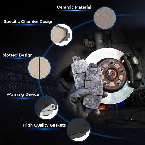 ILONPA Front Rear Ceramic Disc Brake Pads Set for Ford Fusion 2006-2012, for Lincoln MKZ 2007-2012, Zephyr 2006, for Mazda 6 2006-2013, for Mercury Milan 2006-2011 8PCS(With Hardware) in Kuwait