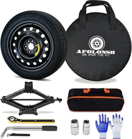 Spare Tire Kit Fits 2017-2026 Honda Civic | Complete Compact Spare Tire 135/70R18 with Pre-Mounted Wheel | Includes 2.5 Ton Scissor Jack, Lug Wrench & Tool Set | Roadside Emergency Kit in Saudi Arabia