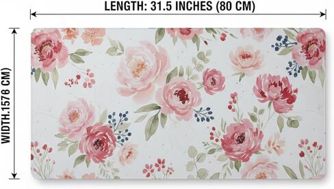 Large Floral Desk Pad, XXL Extended Mouse Pad for Desktop, Pink Watercolor Flowers PU Leather Waterproof Gaming Desk Mat, Cute Aesthetic Keyboard Mouse Pad for Home Office School, 31.5" x 15.7" in Saudi Arabia
