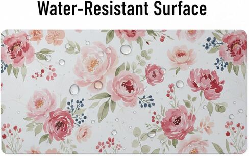 Large Floral Desk Pad, XXL Extended Mouse Pad for Desktop, Pink Watercolor Flowers PU Leather Waterproof Gaming Desk Mat, Cute Aesthetic Keyboard Mouse Pad for Home Office School, 31.5" x 15.7" in Saudi Arabia