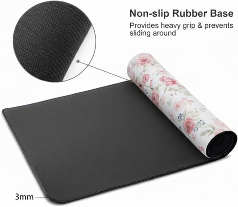 Large Floral Desk Pad, XXL Extended Mouse Pad for Desktop, Pink Watercolor Flowers PU Leather Waterproof Gaming Desk Mat, Cute Aesthetic Keyboard Mouse Pad for Home Office School, 31.5" x 15.7" in Saudi Arabia