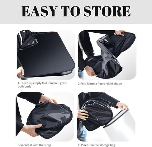 2026 Upgraded Car Windshield Sun Shade 63"X33",Thickened Oxford Cloth Windshield Sunshade Reflects Sunlight & Blocks Heat,Foldable Car Shield Sun Protector Kit with Storage Bag (L (63 x 33 inch)) in Kuwait