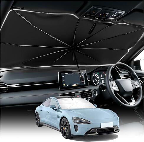 Car Windshield Sun Shade,Foldable Sun Shade for Car Windshield for Blocking Sunlight,Titanium Silver Windshields Umbrella Suns Shades for Cars with Storage Pouch in Kuwait