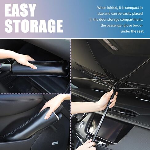 Car Windshield Sun Shade,Foldable Sun Shade for Car Windshield for Blocking Sunlight,Titanium Silver Windshields Umbrella Suns Shades for Cars with Storage Pouch in Kuwait