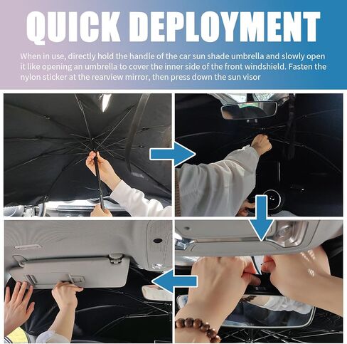 Car Windshield Sun Shade,Foldable Sun Shade for Car Windshield for Blocking Sunlight,Titanium Silver Windshields Umbrella Suns Shades for Cars with Storage Pouch in Kuwait