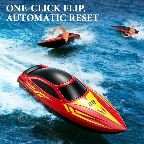 Tidjani RC Boat for Kids, Remote Control Boat with 7-Mode LED, 60Mins Playtime, 15 KPH RC Speed Boat for Pool & Lake & Saltwater, Summer Toys for Boys, Girls in Saudi Arabia