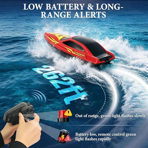 Tidjani RC Boat for Kids, Remote Control Boat with 7-Mode LED, 60Mins Playtime, 15 KPH RC Speed Boat for Pool & Lake & Saltwater, Summer Toys for Boys, Girls in Saudi Arabia