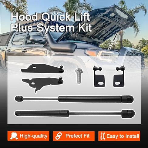 21-27022-02 طقم نظام غطاء محرك السيارة Quick Lift Plus مناسب لسيارة Toyota Tacoma 2024+ & 4Runner 2025+، جزء بديل لدعامات غطاء محرك السيارة لسيارة Toyota Tacoma/4Runner ملحقات دعم رفع غطاء المحرك لا يتطلب الحفر in Kuwait