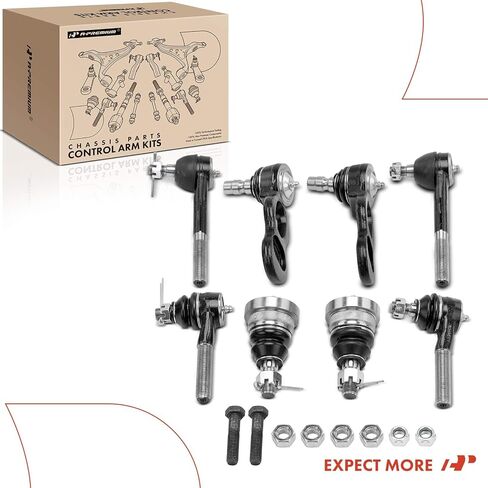 A-Premium Set of 8, Front Upper & Lower Ball Joint, Inner & Outer Tie Rod End, Compatible with 1995-2002 - Ford Crown Victoria & Lincoln Town Car & Mercury Grand Marquis in Kuwait