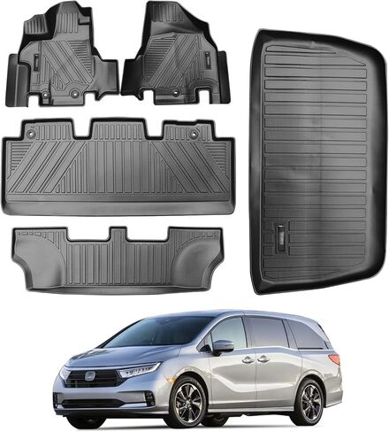 Vanseno Floor Mats & Cargo Liners for 2012-2017 Honda Odyssey 7/8 Seats Floor Liner Trunk Mat TPE All Weather Protection for 2012 2013 2014 2015 2016 2017 Honda Odysse Accessories in Saudi Arabia