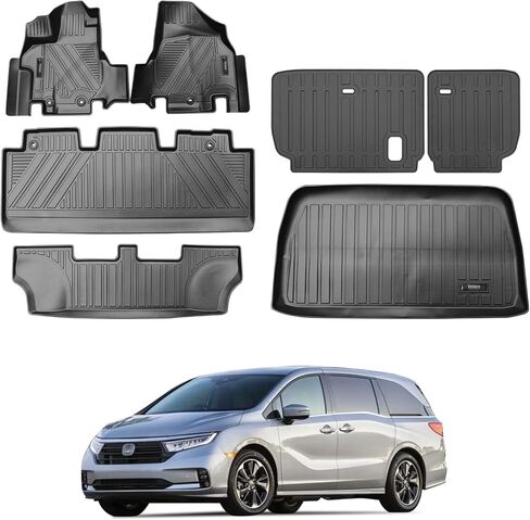 Vanseno Floor Mats & Cargo Liners for 2012-2017 Honda Odyssey 7/8 Seats Floor Liner Trunk Mat TPE All Weather Protection for 2012 2013 2014 2015 2016 2017 Honda Odysse Accessories in Saudi Arabia