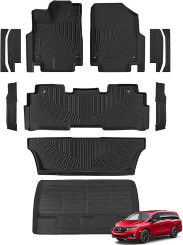 Car Floor Mat for Honda Odyssey 2018–2026 7-Seater Minivan Full Set Floor Mats, Trunk Mat & Door Sill Guards, All-Weather TPE Liners for Cabin & Cargo Protection in Kuwait