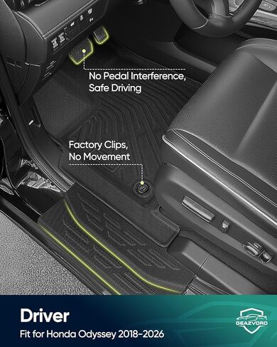 Car Floor Mat for Honda Odyssey 2018–2026 7-Seater Minivan Full Set Floor Mats, Trunk Mat & Door Sill Guards, All-Weather TPE Liners for Cabin & Cargo Protection in Kuwait