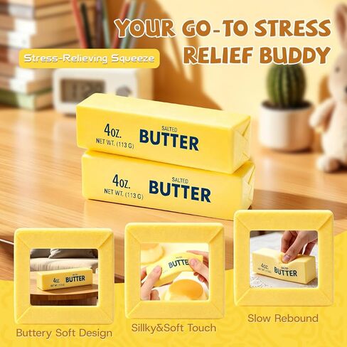 Realistic Soft Butter Stick Fidget Toy,Slow Rebound Cute Butter Squeeze Stress Balls,Slow Rising Portable Squishy for Adults Anxiety & Stress Relief for Adults Office and Party Favor Gift in Saudi Arabia