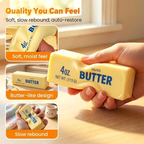 2 Pieces of Slowly Expanding Butter Squeeze Toys, Super Soft Butter-Shaped Slow Rebound Squeeze Toys, Stress and Anxiety Relief Relaxation Toys, Ideal Birthday Party Gifts in Kuwait
