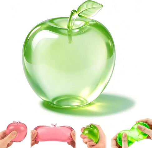 2PCS Apple Squishy for Kids & Adult, Slow Rising Squishy Apple Shaped Clear Fruit Fidget Toys for Improving Focus Stress Relief, Sensory Squeeze Toys for Party Favors, Office, Travel, Classroom Prizes in Saudi Arabia