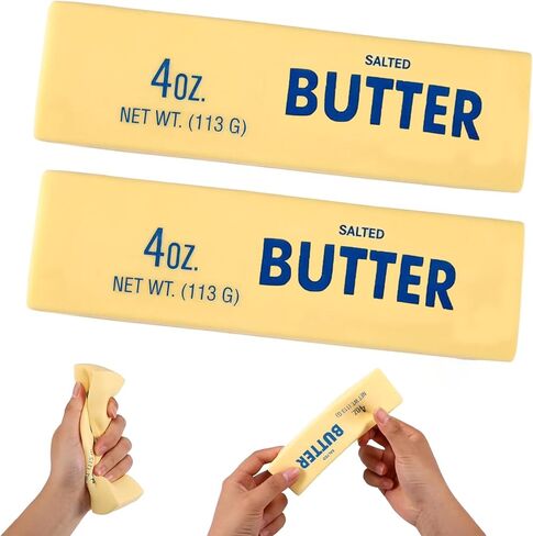 2 Pack 5.1 Inch Butter Squishy Slow Rising Stress Relief Squeeze Toy, Realistic Butter Shaped Fidget Sensory Toy for Anxiety Relief, Office Desk Decor, Party Favors in Saudi Arabia