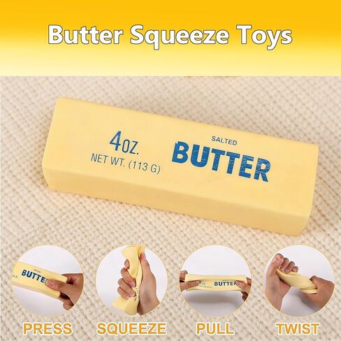 2 Pack 5.1 Inch Butter Squishy Slow Rising Stress Relief Squeeze Toy, Realistic Butter Shaped Fidget Sensory Toy for Anxiety Relief, Office Desk Decor, Party Favors in Saudi Arabia