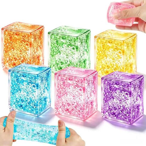 6Pc Ice Stress Cube, Sensory Fidget Toys for Adults and Kids, Stress Ball for Anxiety Stress Relief, Square Squeeze Toys Gifts for Girls Boys Party Favors, Classroom Prizes, Birthday Toy Gift in Saudi Arabia