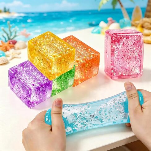 6Pc Ice Stress Cube, Sensory Fidget Toys for Adults and Kids, Stress Ball for Anxiety Stress Relief, Square Squeeze Toys Gifts for Girls Boys Party Favors, Classroom Prizes, Birthday Toy Gift in Saudi Arabia