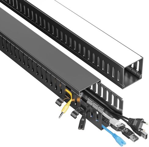 YECAYE 4x15.7in Under Desk Cable Management，Large Capacity Cable Management, Cable Raceway, Suitable for Power Distribution Rooms and Game Rooms,Desk Organizers and Accessories, Cord Organizer, Black in Saudi Arabia