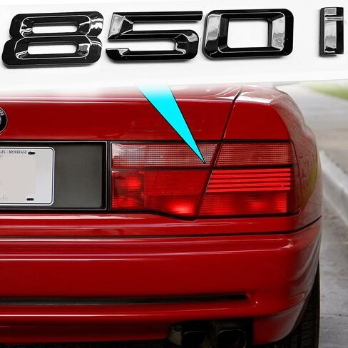850i خلفي لامع أسود ثلاثي الأبعاد غطاء صندوق السيارة شارة السيارة شعار رقم الملصق لسيارات BMW 8 Series مع دعم لاصق in Kuwait