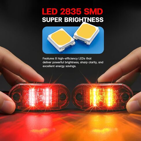 20 قطعة من 2.5 بوصة بيضاوية 10 كهرمان + 10 ضوء أحمر 8LED مجموعة مصابيح LED فائقة السطوع للمقطورة مؤشرات جانبية لتخليص المقطورة ضوء عالمي لشاحنة مقطورة بيك اب in Saudi Arabia