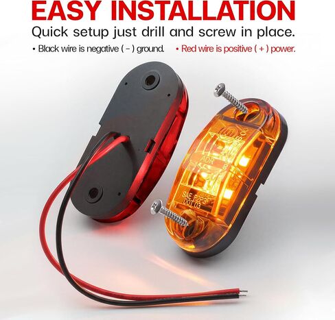 20 قطعة من 2.5 بوصة بيضاوية 10 كهرمان + 10 ضوء أحمر 8LED مجموعة مصابيح LED فائقة السطوع للمقطورة مؤشرات جانبية لتخليص المقطورة ضوء عالمي لشاحنة مقطورة بيك اب in Saudi Arabia