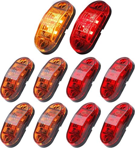 20 قطعة من 2.5 بوصة بيضاوية 10 كهرمان + 10 ضوء أحمر 8LED مجموعة مصابيح LED فائقة السطوع للمقطورة مؤشرات جانبية لتخليص المقطورة ضوء عالمي لشاحنة مقطورة بيك اب in Saudi Arabia