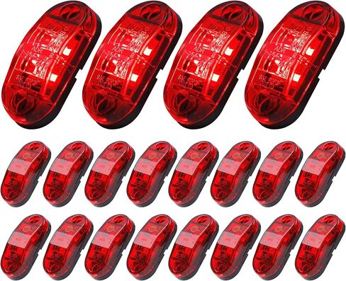 20 قطعة من 2.5 بوصة بيضاوية 10 كهرمان + 10 ضوء أحمر 8LED مجموعة مصابيح LED فائقة السطوع للمقطورة مؤشرات جانبية لتخليص المقطورة ضوء عالمي لشاحنة مقطورة بيك اب in Saudi Arabia